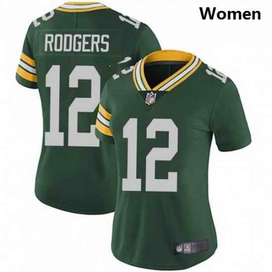 Women Nike Green Bay Packers 12 Aaron Rodgers Green Vapor Limited Jersey
